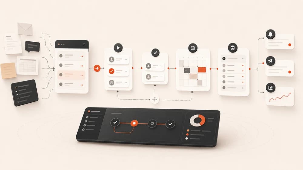 Business automation workflow turning manual tasks into connected operational systems