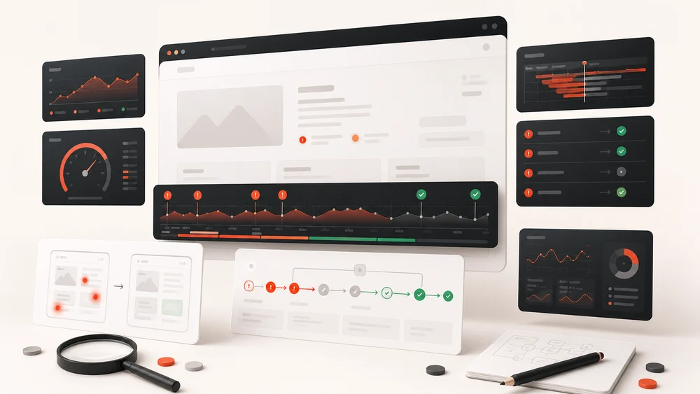 Performance and debugging workspace with diagnostics, browser traces, and resolved UI states